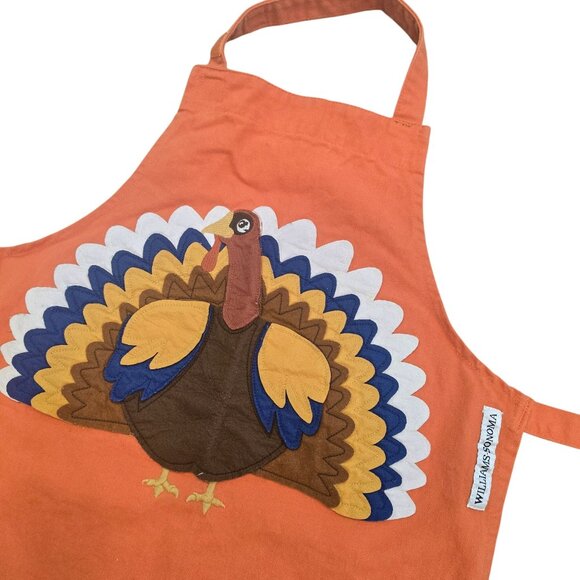 Williams-Sonoma Kids Turkey Apron Orange turkey Design Cotton Thanksgiving Fall - Picture 5 of 7